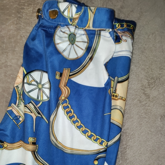 🆕Fashion Nova | Womens Blue & Gold Chain Link Print Leggings Size XS - Picture 4 of 10